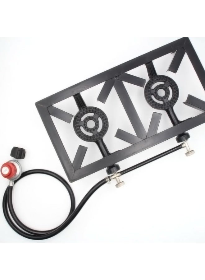 DubaiGallery موقد غاز مزدوج مع إطار معدني صناعي، لهب عالي القوة، مقابض تحكم سهلة، أقدام مضادة للانزلاق، حجم مدمج، مثالي للمطبخ المنزلي، خدمات الطعام، المطاعم، التخييم - Image 4